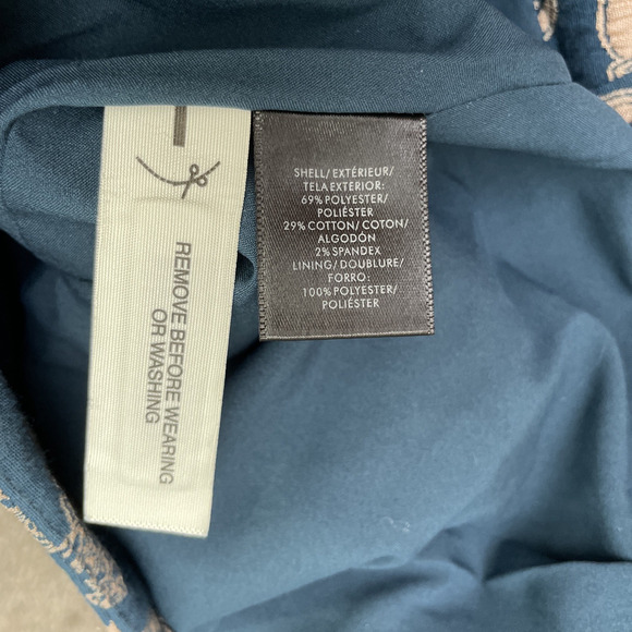 Ann Taylor Pencil Skirt Size 2 Teal Peacock Brocade Jacquard Tapestry Elegant - Picture 6 of 10